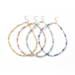 Gemischte Farbe Glasperlenketten für Frauen, Gemischte Farbe, 15 Zoll (38.1 cm)