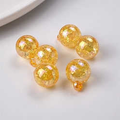 Gold Cracked Acrylic Pendants, Round, Gold, 20x16mm, Hole: 2.7mm