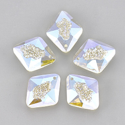 Sunshine K9 Glass Rhinestone Pendants, Rhombus, White Alabaster, 26x22x8mm, Hole: 1.6mm