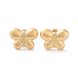 Real 14K Gold Plated 304 Stainless Steel Stud Earrings, Butterfly, Real 14K Gold Plated, 11.5x15.5mm