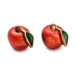 Яблоко 304 подвески из нержавеющей стали, с эмалью, ионное покрытие (ip), реальный 18 k позолоченный, яблоко, 11x11x9 мм, отверстие : 1.2 мм