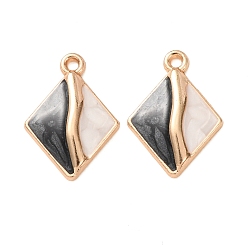 Золотой Подвески из эмали и сплава, ромб прелести, золотые, 22.5x16x3 мм, отверстие : 1.6 мм