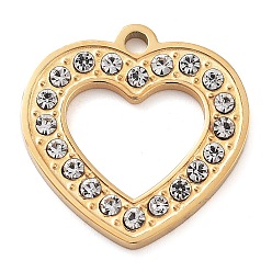 Настоящее золото 18K 304 подвески из нержавеющей стали, с фальшивым сердцем, реальный 18 k позолоченный, 16x15x1.5 мм, отверстие : 1.5 мм