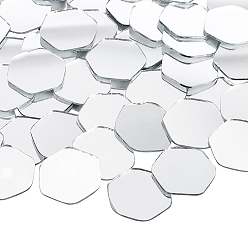 Silver Glass Mosaic Mirror Tiles, for Home Decoration or DIY Crafts, Hexagon, Silver, 25x10x1.2mm, 150pcs/box