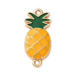 Piña Dijes conectores de aleación esmaltada con temática frutal, la luz de oro, oro, piña, 27x11.5x3 mm, agujero: 1.6 mm