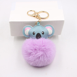Сливовый Милый брелок с изображением коалы для женщин, Подвеска-подвеска в виде автомобиля из искусственного меха кролика, слива, 13x10 см