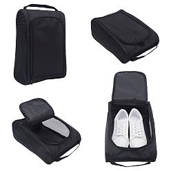 Черный 4шт. оксфордские тканевые сумки для хранения обуви на молнии, Портативные дорожные пылезащитные сумки-органайзеры на молнии для одежды, прямоугольные, чёрные, 37x23x17.2 см