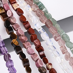 Смешанные камни Натуральные и синтетические, смешанные драгоценный камень бисер пряди, Плоско-овальные, смешанные окрашенные и неокрашенные, 5~6.5x3~3.5x3~3.5 мм, отверстие : 0.6~1 мм, около 79~92 шт / нитка, 14.57~15.75'' (37~40 см)