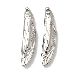 Нержавеющая Сталь Цвет Антикоррозийные 304 подвески из нержавеющей стали, очарование рыбы, цвет нержавеющей стали, 27.5x6x3.5 мм, отверстие : 0.9 мм