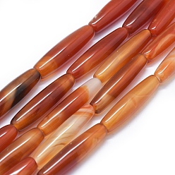 Шоколадный Натуральный красный агат бисер нитей, окрашенная и подогревом, рис, цвет шоколада, 28~32x8~11 мм, отверстие : 2~2.5 мм, около 9 шт / нитка, 10 дюйм ~ 11 дюйм (25~28 см)