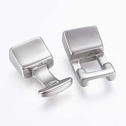 Stainless Steel Color 304 Stainless Steel Snap Lock Clasps, Stainless Steel Color, 36x13x7mm, Hole: 4.5~5x10~11mm