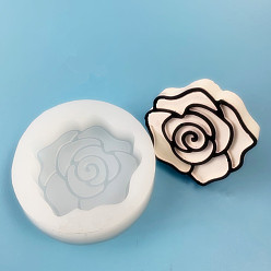 White Food Grade DIY Silicone Molds, Fondant Molds, Baking Molds, Chocolate, Candy, Biscuits, UV Resin & Epoxy Resin Jewelry Making, Rose, White, 66x18mm, Inner Diameter: 43x45mm