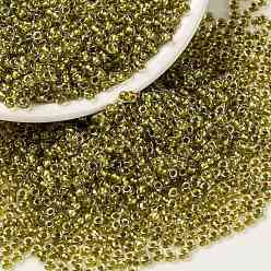 (RR1125) Сверкающий Медово-бежевый Шартрезский на Подкладке Миюки круглые бусины рокайль, японский бисер, (rr 1125) зеленовато-бежевая зеленовато-голубая, 8/0, 3 мм, отверстие : 1 мм, Около 2111~2277 шт / 50 г