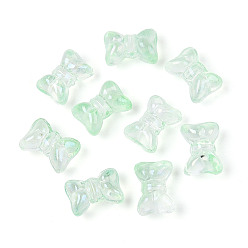 Средний Аквамарин Выпечка расписные прозрачные стеклянные бусины, бантом, средний аквамарин, 10x14.2x7.5~8 мм, отверстие : 1 мм, Около 800 шт / 1000 г