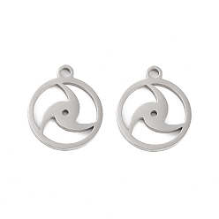 Другие Не тускнеющие 316 подвески из хирургической нержавеющей стали, лазерная резка, плоский круглый шарм, цвет нержавеющей стали, ветряная мельница, 14.5x12.5x1 мм, отверстие : 1.5 мм