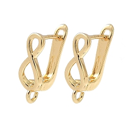 Настоящее золото 18K Латунная фурнитура для хооп серег, бесконечность, без кадмия и без свинца, долговечный, стойки покрытие, реальный 18 k позолоченный, 16x5.5 мм, отверстие : 1.5 мм, штифты : 1 мм