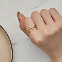 Золотой Колбаса собака 925 регулируемые манжеты из стерлингового серебра для женщин, золотые, сосиска: 2мм, внутренний диаметр: регулируемый