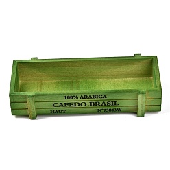 Green Wooden Plant Box & Storage Box, Rectangle with Word, Green, 21.3x8~8.5x4.5cm