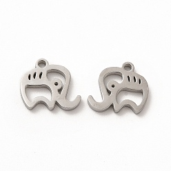 Нержавеющая Сталь Цвет Не тускнеющие 304 подвески из нержавеющей стали, слон, цвет нержавеющей стали, 10.5x10.5x1.4 мм, отверстие : 1.4 мм