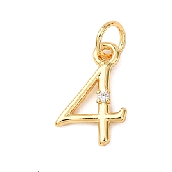 Настоящее золото 18K Латунные микро проложить кубического циркония подвески, числовые прелести, без кадмия и без свинца, стойки покрытие, долговечный, с целью перехода в кольце, реальный 18 k позолоченный, 14x9.5x2 мм, отверстие : 3.4 мм