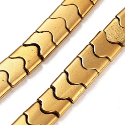 с Золотистым Покрытием Синтетических немагнитных гематит бисер нитей, долговечный, форма волны, 2-луночное, с золотым покрытием, 7.5~8x8x3 мм, отверстие : 1 мм, около 68 шт / нитка, 15.35'' (39 см)