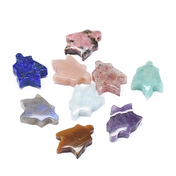 Mixed Stone Autumn Theme Natural & Synthetic Mixed Stone Pendants, Maple Leaf, 17~17.5x12.5x4.5~5mm, Hole: 1.2mm