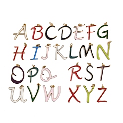 Золотой 26шт 304 эмалированные подвески из нержавеющей стали, разноцветные, Письмо ~ Z, с целью перехода в кольце, золотые, 11~16.5x5~15x0.8 мм, отверстие : 2 мм