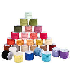 Gemischte Farbe 29 Rollen 29 Farben Wildlederimitat Kordel, Kunstwildleder Spitze, Gemischte Farbe, 5x1.5 mm, ca. 5 m / Rolle, 1 Rolle / Farbe