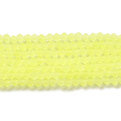 Желтый Имитировать нити бус из матового стекла из австрийского хрусталя, класс АА, граненые двухконусные, желтые, 4.5x3.5~4 мм, отверстие : 1 мм, около 80~85 шт / нитка, 30~32 см