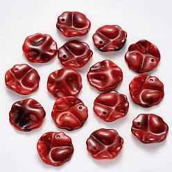 Red Acrylic Pendants, Imitation Gemstone Style, Waved Flat Round, Red, 19.5x19.5x5mm, Hole: 1.8mm, about 650pcs/500g