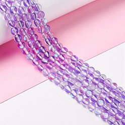 Сине-фиолетовый Синтетические лунные лучи, круглые, синий фиолетовый, 6 мм, отверстие : 0.8 мм, около 63 шт / нитка, 14.57''~15.55'' (37~39.5 см)