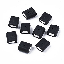 Черный Бусины из полимерной глины , колонка, чёрные, 13~15.5x12.5~14x8.5~10.5 мм, отверстие : 1.5 мм