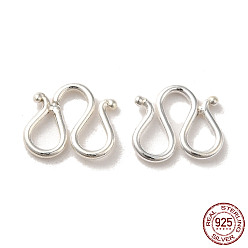 Серебро 925 стерлинговое серебро с застежками в форме буквы W, серебряные, 7.5x8x0.8 мм