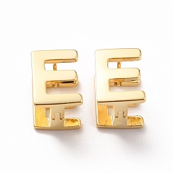 Letter E Boucles d'oreilles créoles initiales pour femmes, boucles d'oreilles en laiton plaqué or véritable 18k, letter.e, 12.5x9x9.5mm, pin: 0.8 mm