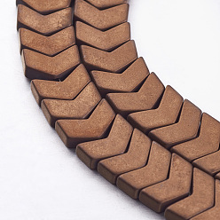 (252) Цвет внутри: морской / фиолетовый на подкладке Гальванизировать немагнитных синтетический гематит нитей бисера, матовые, стрелка, античная бронза покрытие, 8x5x3 мм, отверстие : 1 мм, около 117 шт / нитка, 15.5 дюйм