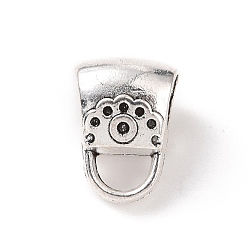 Antique Silver Tibetan Style Alloy Tube Bails, Loop Bails, Hanger Links, Bag Shape, Antique Silver, 15x11x9mm, Hole: 3.5x5.5mm, Inner Diameter: 6mm, 200Pcs/500g