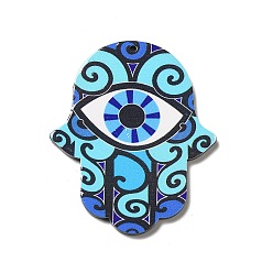 Evil Eye Непрозрачные акриловые подвески, хамса рука/рука мириам очарование, Сглаженный глаз, 52.5x43.5x2 мм, отверстие : 1.6 мм