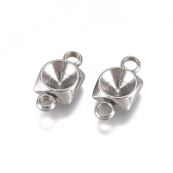 Stainless Steel Color Tarnish Resistant 304 Stainless Steel Connector Rhinestone Settings, For Pointed Back Rivoli Rhinestone, Square, Stainless Steel Color, Fit for 4.5mm Rhinestone, 12x6x2mm, Hole: 1.8mm