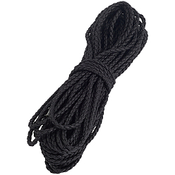 Черный 10 круглый плетеный шнур из искусственной кожи, для декора подушек, чёрные, 5 мм, около 10.94 ярдов (10 м) / рулон
