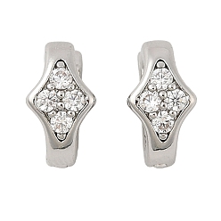 Платина Латунное микропейв, прозрачный кубический цирконий, складные застежки, без кадмия, без никеля и без свинца, звезда, платина, 10x5.5x8 мм