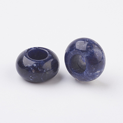 Sodalite Natural Sodalite European Beads, Large Hole Beads, Rondelle, 14x7~8mm, Hole: 6mm