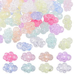 (52) Непрозрачная лаванда 60шт. прозрачных акриловых бусин с эффектом потрескивания, облако, разноцветные, 17x24x12.5 мм, отверстие : 2 мм