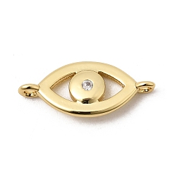 Настоящее золото 18K Латунные подвески для глаз с микро-паве и прозрачным кубическим цирконием, долговечный, стойки покрытие, без свинца и без кадмия, реальный 18 k позолоченный, 8.5x19.5x2 мм, отверстие : 1.4 мм