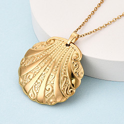 Настоящее золото 18K 304 подвесные из нержавеющей стали ожерелья, формы раковины, ионное покрытие (ip), реальный 18 k позолоченный, 17.72~18.11 дюйм (45~46 см)