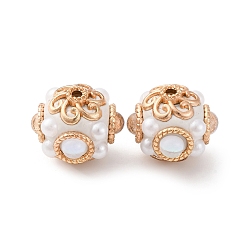 Белый Круглые бусины из смолы ручной работы из Индонезии, со сплавочной фурнитурой, круглые, белые, 19x16.5 мм, отверстие : 2 мм