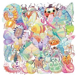 Разноцветный 50шт. наклейки с мультяшными насекомыми для домашних животных, самоклеящиеся наклейки, для чемодана, скейтборде, холодильник, шлем, красочный, 45~60x46~65x0.1 мм