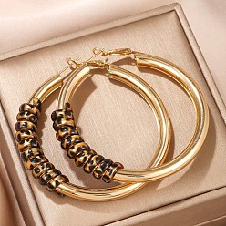 Золотой Серьги железным обручем, кольцо с леопардовым принтом, золотые, 62x6 мм