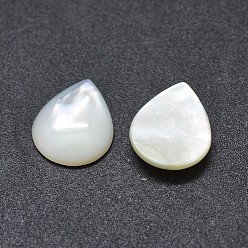 Blanc Cabochons coquille, larme, blanc, 16x12x3mm