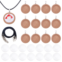 Белый Навахо Наборы для самостоятельного изготовления подвесок-ожерельев из дерева и искусственной кожи, плоско-круглые, навахо белый, 17 дюйм (43.18 см), Кулон : 36x32x4 мм