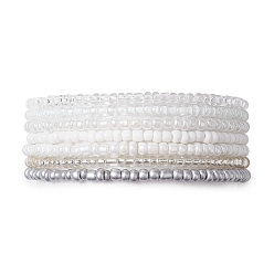 (52) Непрозрачная лаванда 7 шт. 7 стильные браслеты из эластичного стекла, разноцветные, бусина : 3~3.5 mm, внутренний диаметр: 2-1/2 дюйм (6.45 см), 1 шт / стиль